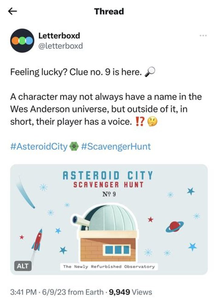 'Asteroid City' Scavenger Hunt Headed to Letterboxd