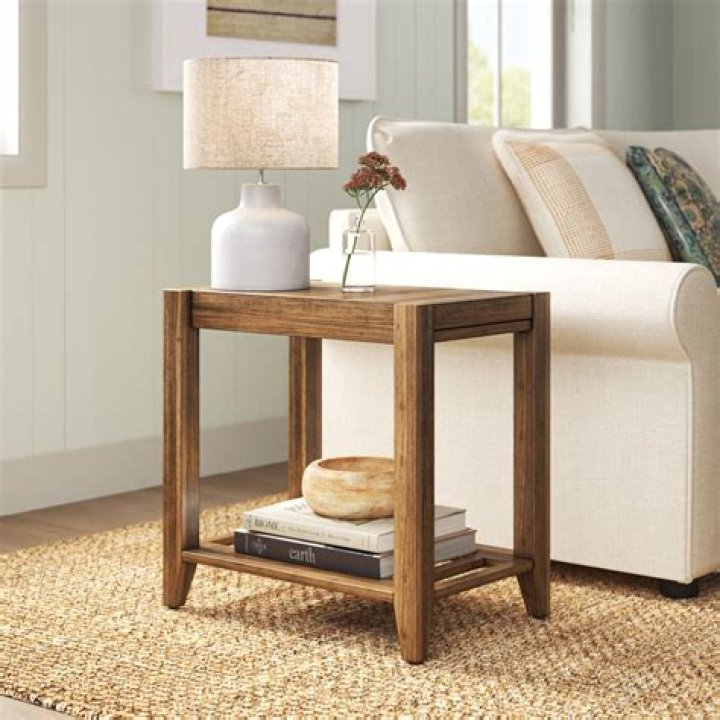 $30 Solid wood side table w/ bookshelf & drop-leaf sides – dartlist
