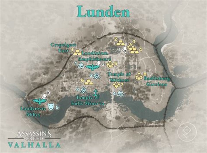 All Assassin’s Creed Valhalla Lunden Wealth, Mysteries, and Artifacts locations map