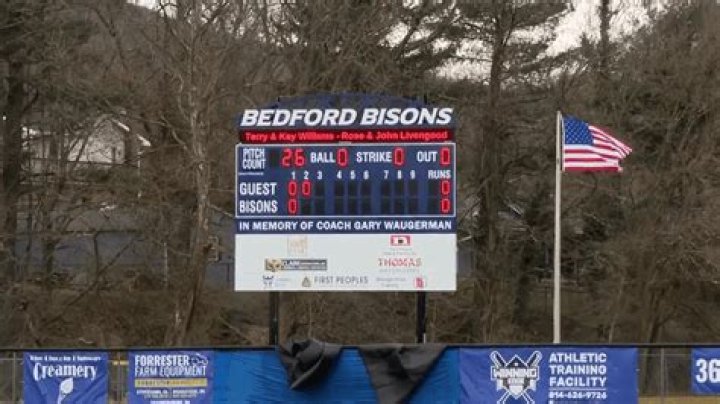 Bedford baseball team unveils new scoreboard honoring late coach