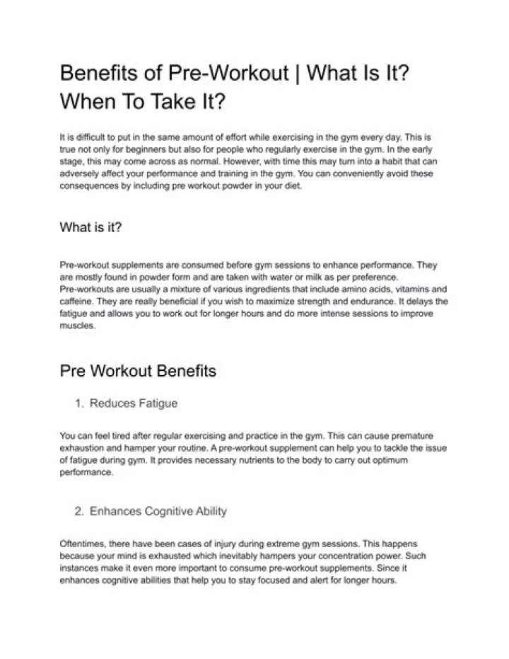 Benefits Of Pre-Workout | What Is It? When To Take it?