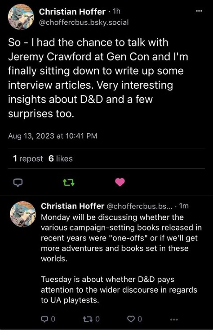 D&D 5E - Christian Hoffer, Jeremy Crawford GenCon interviews.