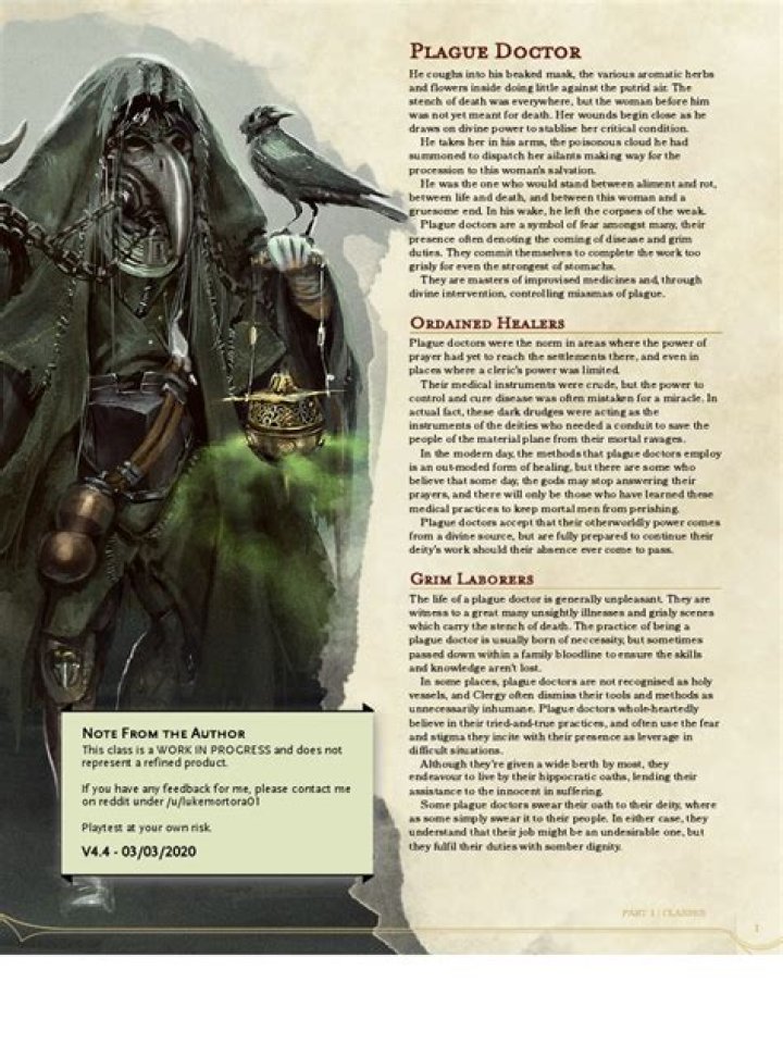 D&D 5E - Plague Doctor Campaign Ideas