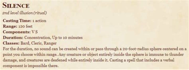 D&D 5E - Silence Spell