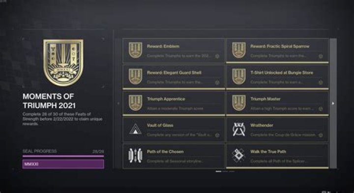 Destiny 2: MMXXI title guide, Moments of Triumph 2021 seal