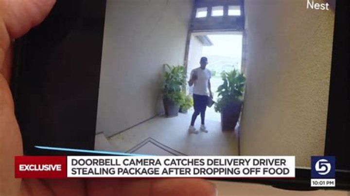 Doorbell camera catches DoorDash driver stealing package after dropping off food