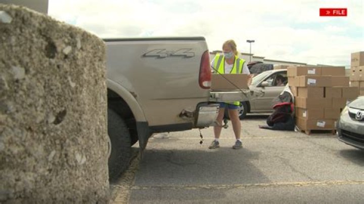 drive-up food distribution in Johnstown
