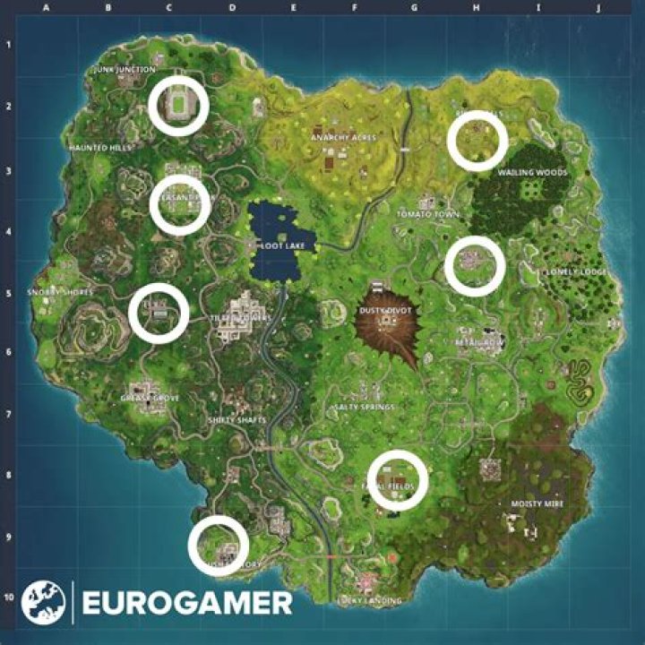 Fortnite: Score a Goal on Different Pitches Challenge Locations