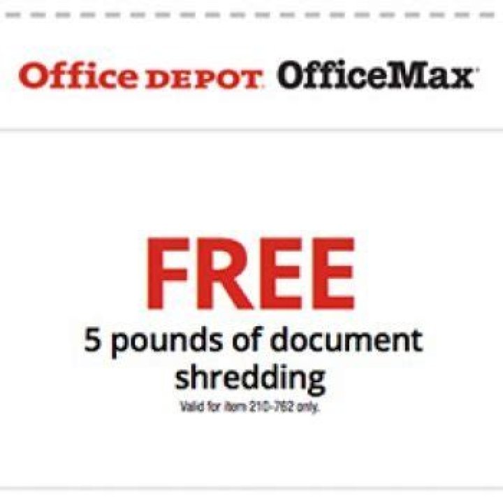 	Free document shredding at Office Depot/Office Max	