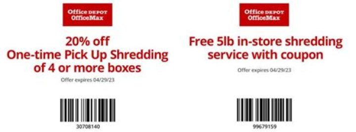 	Free document shredding at Office Depot, OfficeMax	