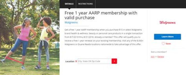 	Free health tests and AARP membership from Walgreens	