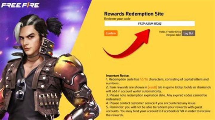 Garena Free Fire Redeem Code Today