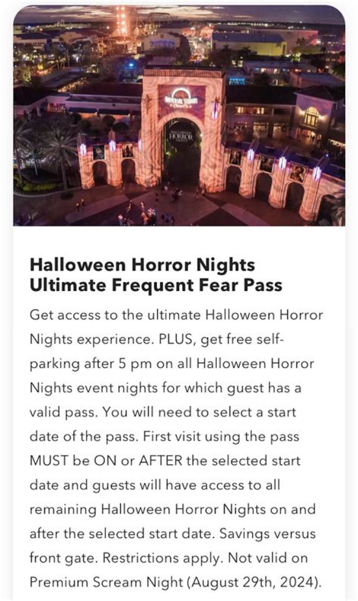 	Horror Nights: Universal now selling Frequent Fear Passes	