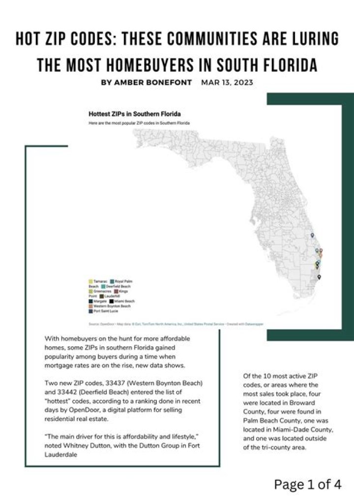 	Hot ZIP codes: These communities are luring the most homebuyers in South Florida	