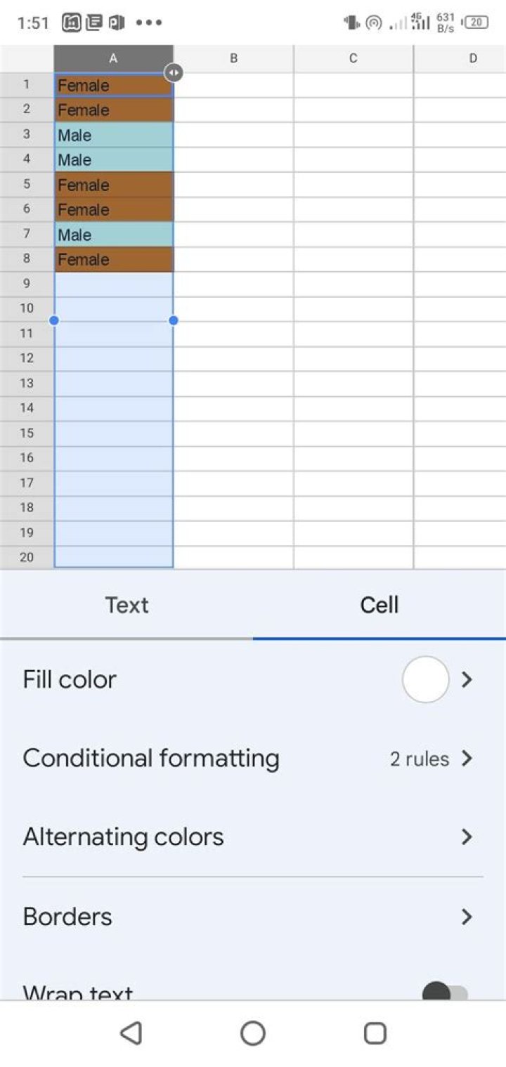 How to Format a Spreadsheet on the Google Sheets Mobile App