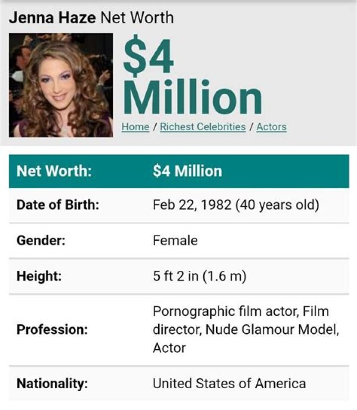 Jenna Haze Net Worth | Bio, Family, Address, Career