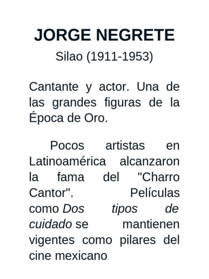 Jorge Negrete Estatura, biografía, hijos, teatro, muerte, death, height