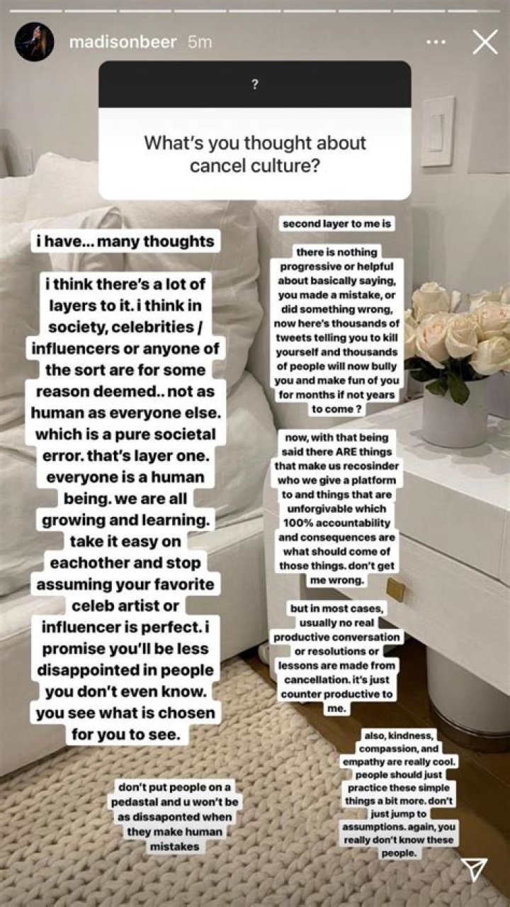 Madison Beer bashes cancel culture for not treating influencers like humans