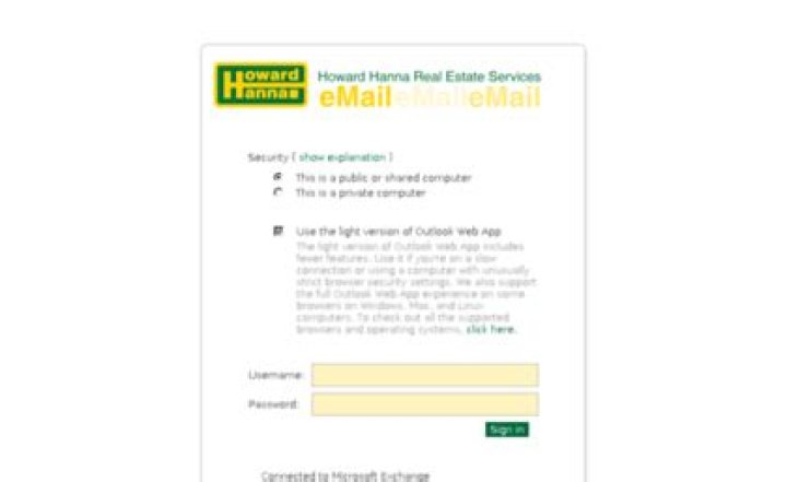 mail.howardhanna.com login safely, analysis & comments