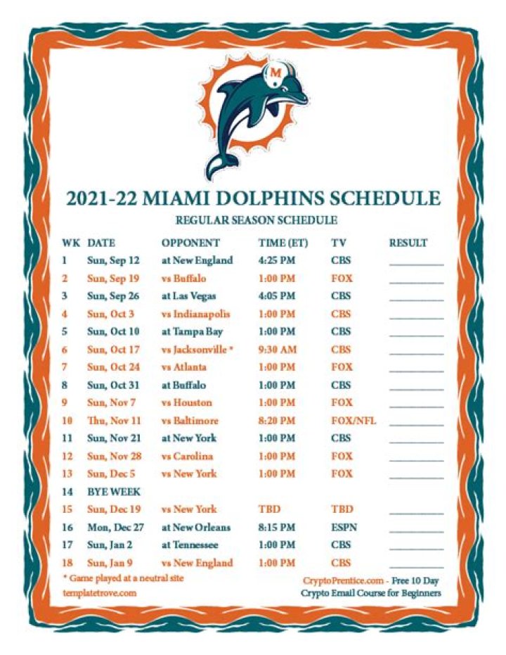 	Miami Dolphins 2021 schedule	