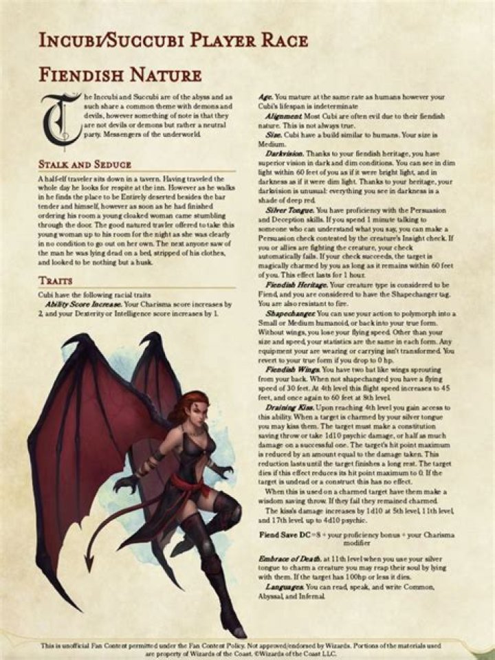My take on the Succubus/Incubus player race