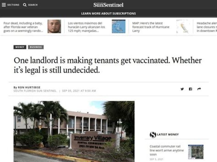 	One landlord is making tenants get vaccinated. Whether it’s legal is still undecided.	