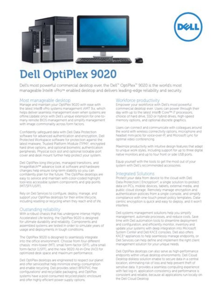 Optiplex 9020 Specs- See Full Specifications