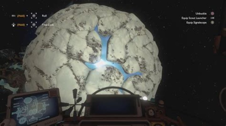 Outer Wilds Frozen Nomai Shuttle and the Rupture Core on The Interloper