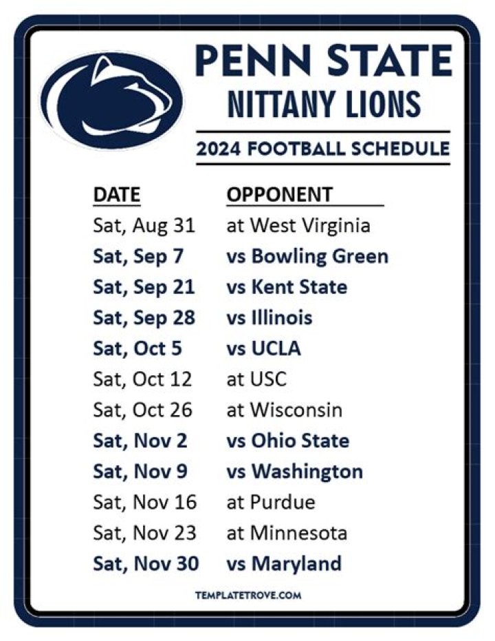 Penn State releases 2020 football schedule, will open season at Indiana