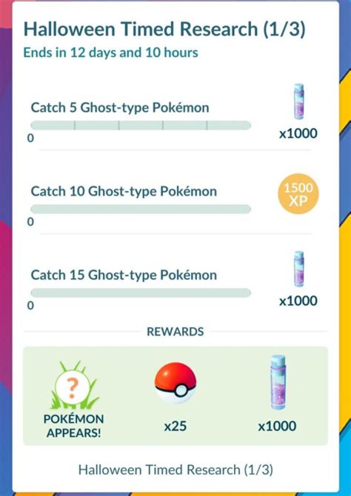 Pokémon Go Halloween 2023 Part 1 event guide, research quest steps