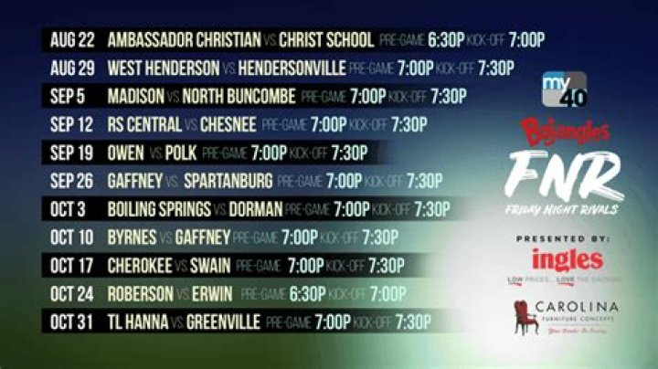Schedule for Friday Night Rivals