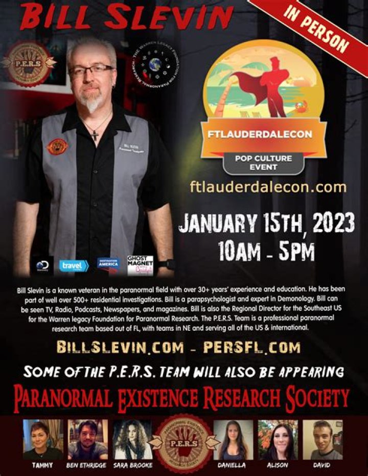 	Sunrise Comic Con 2022: 5 questions with panelist Bill Slevin of Paranormal Existence Research Society	