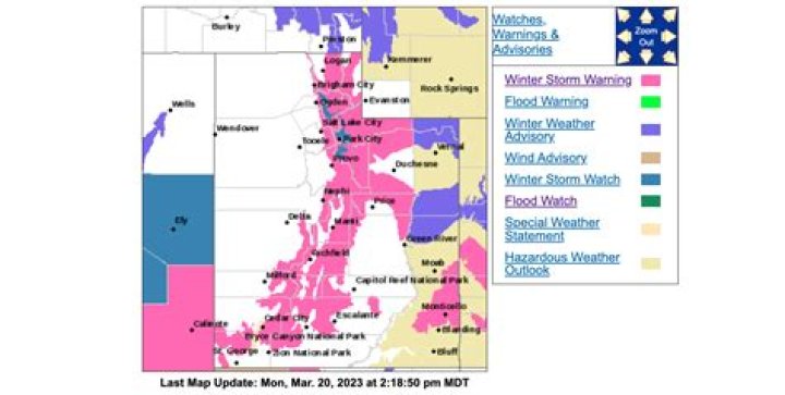 Winter storm warning in effect for portions of Utah mountains