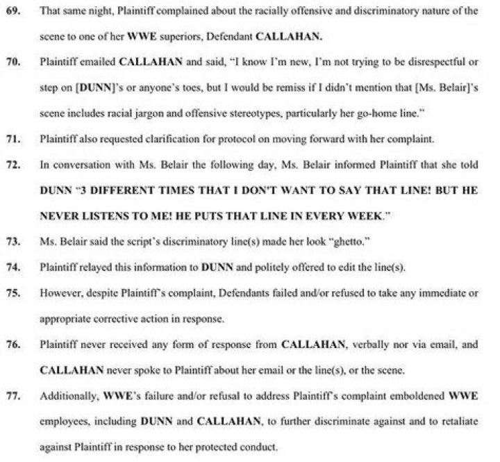 WWE lawsuit claims Bianca Belair complained about recent scripts